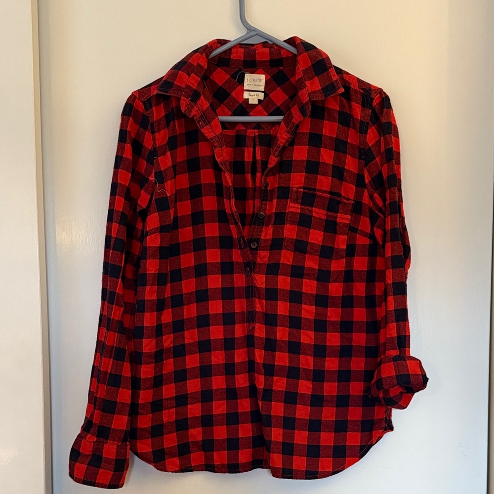 J. Crew Red and Black Checkered Shirt